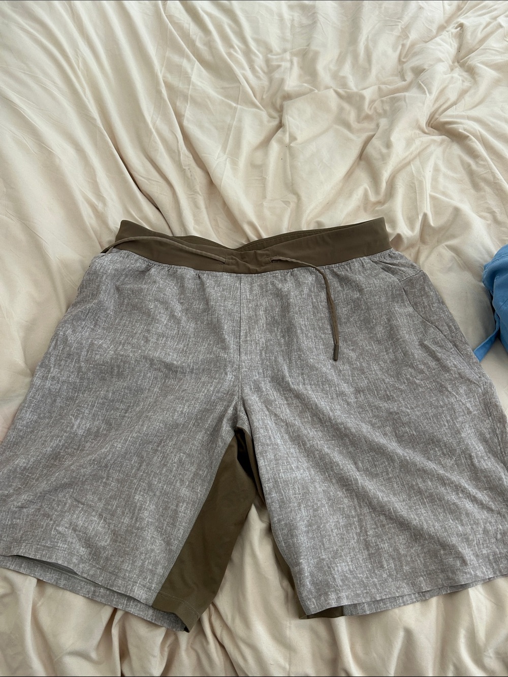 lululemon athletica Gray Athletic Shorts with Olive Waistband